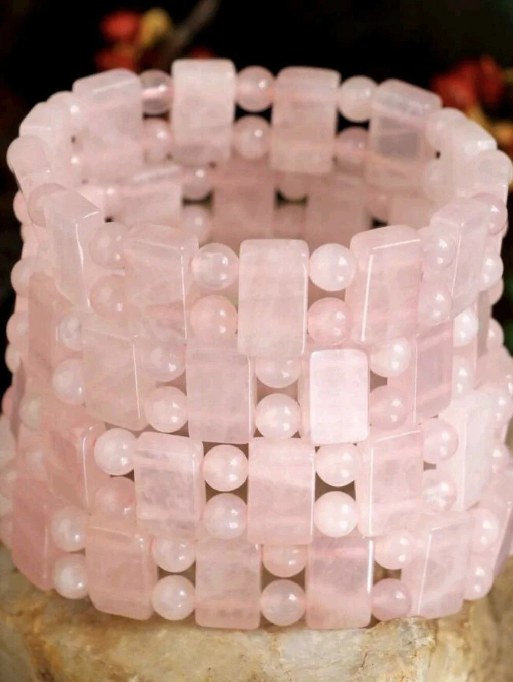 🩷🩷NEW🩷🩷 PRETTY!! Natural Stone ROSE QTZ Stretch Bracelet